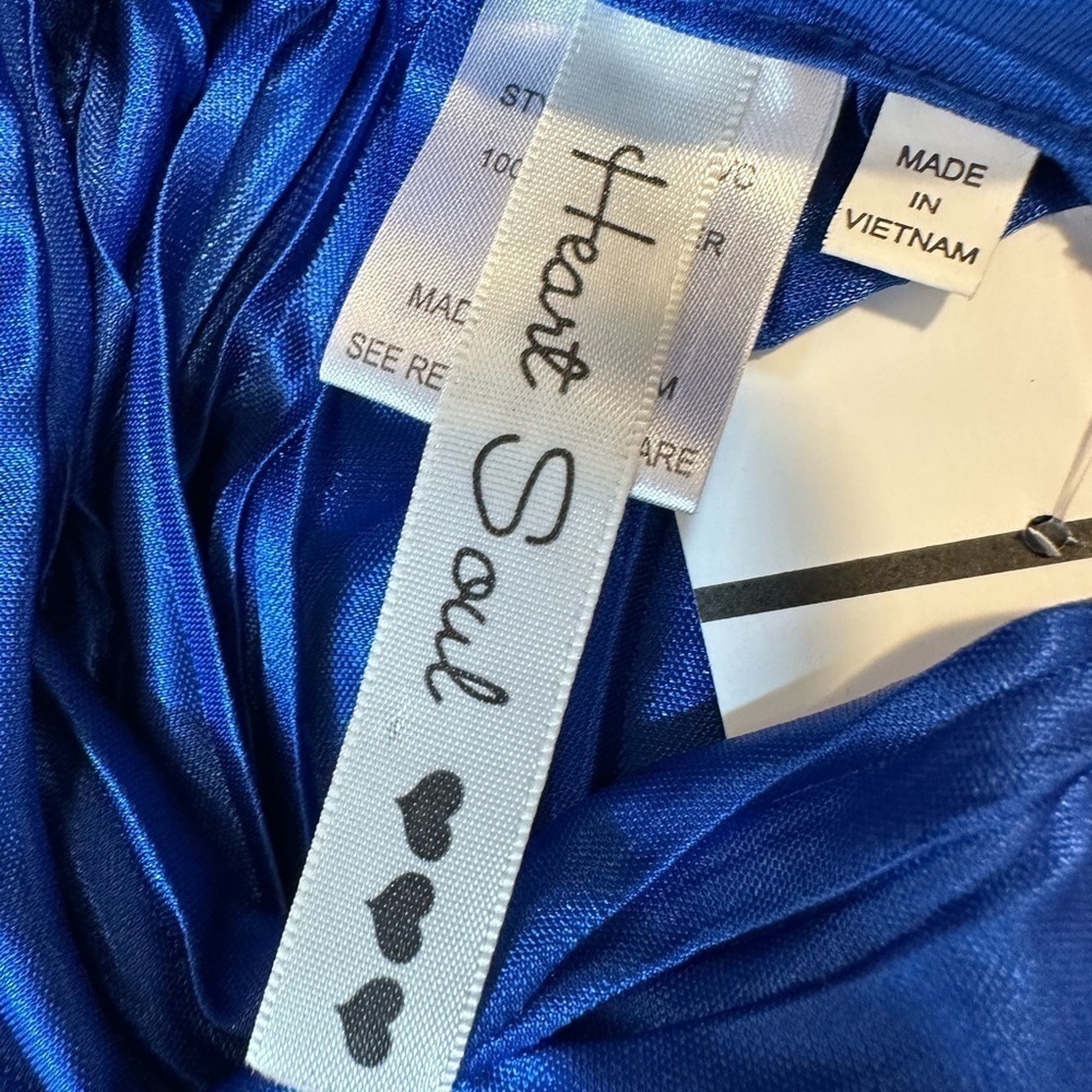 Heart Soul Womens Blouse Size M Sleeveless Halter Tie Bow Neckline Royal Blue - Picture 4 of 13